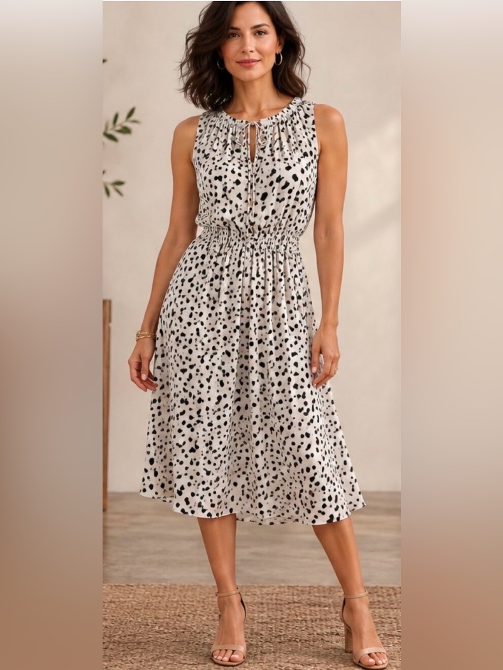 Derek Lam 10 Crosby Black & White Spotted Silk Dress Size 12
